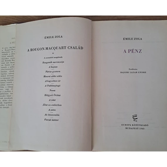 Émile Zola A ​pénz (Rougon-Macquart család 18.)